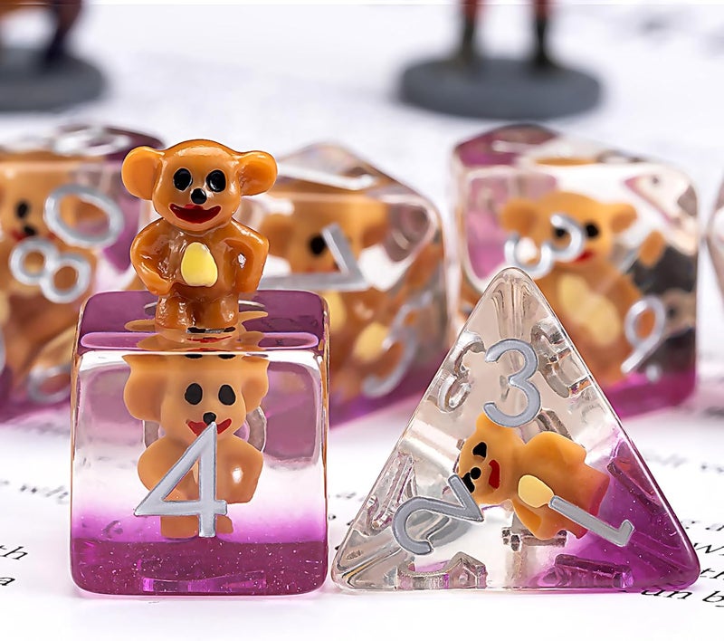 weyano Resin D&D Dice Set, Mouse DND Animal Polyhedral Dice for Dungeons and Dragons, RPG, MTG DND 7-DIE (D4, D6, D8, D10, D12, D20, D%) - Image 3